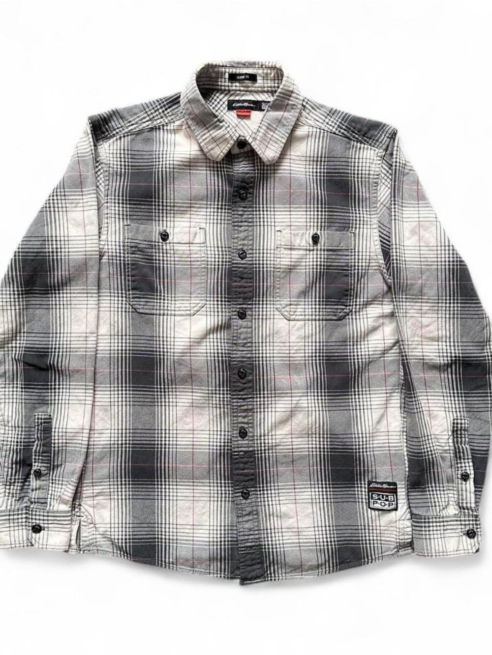 Eddie Bauer SUB POP Nirvana Flannel Shirt Button Up Collab Men's Small